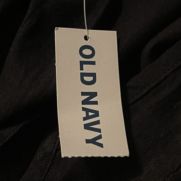 Black Old Navy Women's Flutter-Sleeve Linen-Blend Swing Blouse - Picture 6 of 7